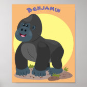 Niedliche, große Gorilla-Cartoon-Abbildung Poster (Vorne)