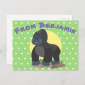 Niedliche, große Gorilla-Cartoon-Abbildung Postkarte (Vorne/Hinten)