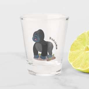 Niedliche, große Gorilla-Cartoon-Abbildung Schnapsglas