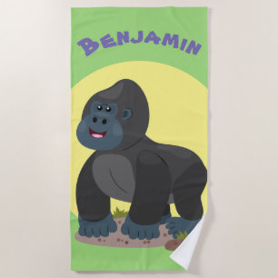 Niedliche, große Gorilla-Cartoon-Abbildung Strandtuch