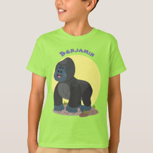Niedliche, große Gorilla-Cartoon-Abbildung T-Shirt