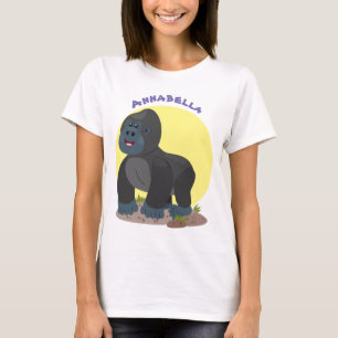 Niedliche, große Gorilla-Cartoon-Abbildung T-Shirt