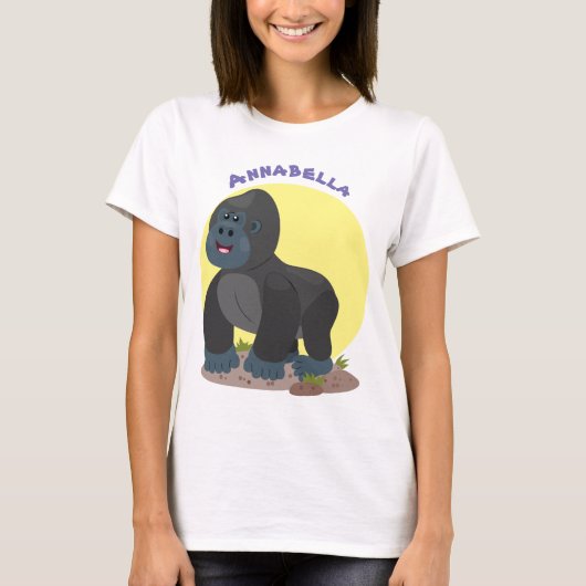 Niedliche, große Gorilla-Cartoon-Abbildung T-Shirt (Vorderseite)