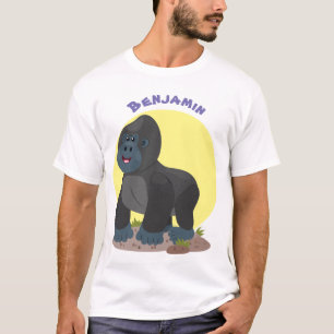 Niedliche, große Gorilla-Cartoon-Abbildung T-Shirt