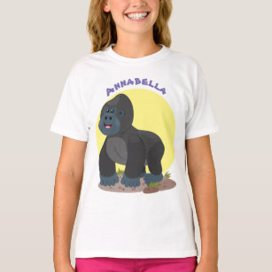Niedliche, große Gorilla-Cartoon-Abbildung T-Shirt