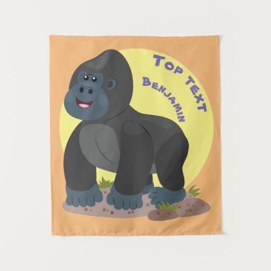 Niedliche, große Gorilla-Cartoon-Abbildung Wandteppich (Vorderseite)