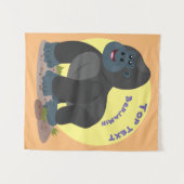 Niedliche, große Gorilla-Cartoon-Abbildung Wandteppich (Vorderseite (Horizontal))