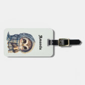 Niedliche große Mit Augen Schüssel mit einem Kaffe Gepäckanhänger (Vorderseite horizontal)