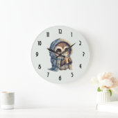 Niedliche große Mit Augen Schüssel mit einem Kaffe Große Wanduhr (Zuhause)