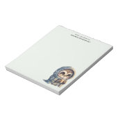 Niedliche große Mit Augen Schüssel mit einem Kaffe Notizblock (Rotiert)