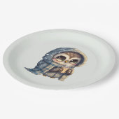 Niedliche große Mit Augen Schüssel mit einem Kaffe Pappteller (Schrägansicht)