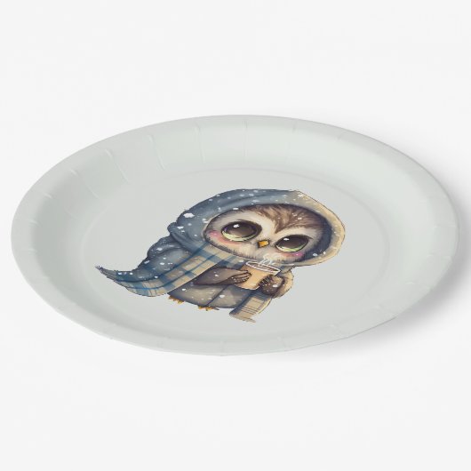 Niedliche große Mit Augen Schüssel mit einem Kaffe Pappteller (Schrägansicht)