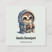 Niedliche große Mit Augen Schüssel mit einem Kaffe Quadratische Visitenkarte (Vorderseite)