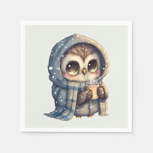 Niedliche große Mit Augen Schüssel mit einem Kaffe Serviette (Vorderseite)