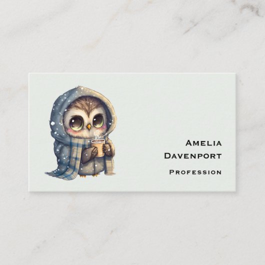 Niedliche große Mit Augen Schüssel mit einem Kaffe Visitenkarte (Vorderseite)