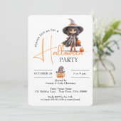 NIEDLICHE GROSSE MIT AUGEN WITCH, HALLOWEEN-PARTY EINLADUNG (Stehend Vorderseite)