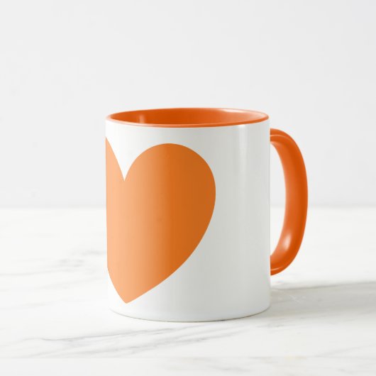 Niedliche große orange Herz-Druck-Kaffee-Tasse Tasse (VorderseiteRechts)