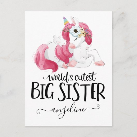 Niedliche große Schwester Unicorn Postkarte (Vorderseite)