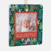 Niedliche Großeltern 1. Weihnachtsbaumen Foto Grün Keramikornament (Rechts)