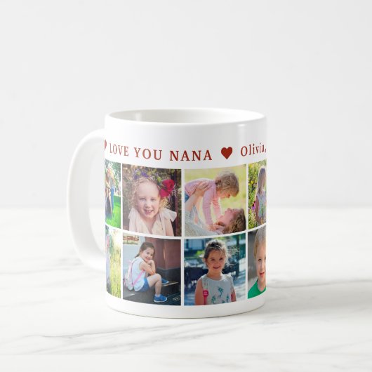 Niedliche Großmutter-Foto-Collage-Typografie Kaffeetasse (Vorderseite Links)