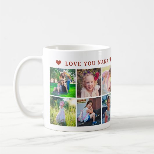 Niedliche Großmutter-Foto-Collage-Typografie Kaffeetasse (Links)