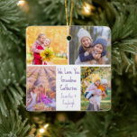 Niedliche Großtöchter Fotos maßgeschneiderte Großo Keramikornament<br><div class="desc">Diese niedliche,  individuelle Enkeltöchter Foto Weihnachtsschmuck für eine Großmutter zeigt eine moderne Anordnung von 4 Enkel Fotos auf einem weißen Hintergrund mit hübsch lila lila Typografie lesen Wir Liebe Sie Oma. Dieses wunderschöne Enkelkinder-Foto-Geschenk beinhaltet Ihre eigene Fotocollage,  die Ihre personalisierte Botschaft und Kindernamen umgibt.</div>