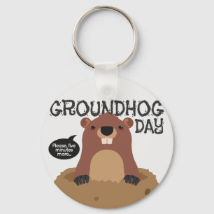 Niedliche groundhog TagesCartoonillustration Schlüsselanhänger