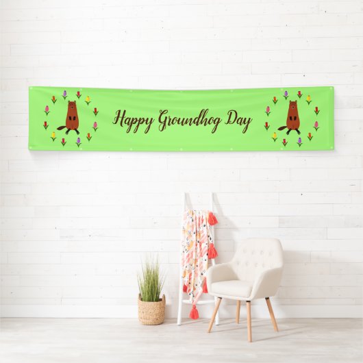 Niedliche Groundhog- und Tulip-Blume Banner (Insitu)