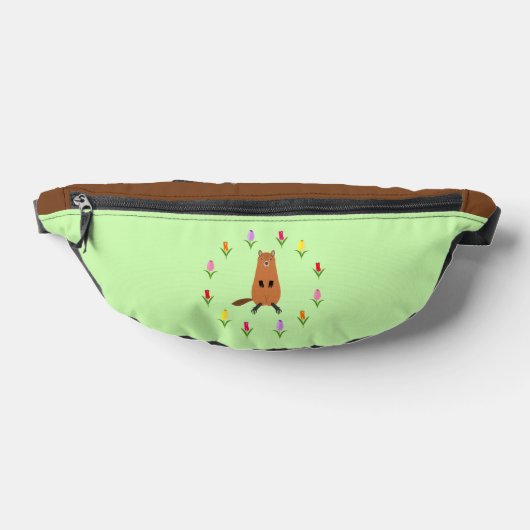 Niedliche Groundhog- und Tulip-Blume Bauchtasche (Ablage )