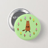 Niedliche Groundhog- und Tulip-Blume Button (Vorne & Hinten)