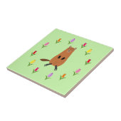 Niedliche Groundhog- und Tulip-Blume Fliese (Seite)