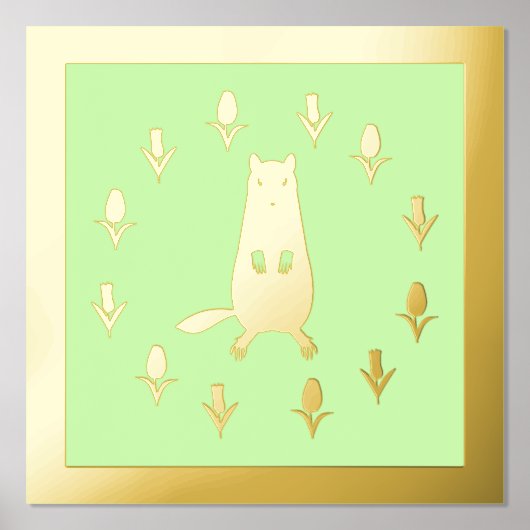 Niedliche Groundhog- und Tulip-Blume Foliendrucke (Vorderseite)