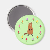 Niedliche Groundhog- und Tulip-Blume Magnet (Vorderseite/Rückseite)