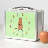 Niedliche Groundhog- und Tulip-Blume Metall Brotdose (Beispiel)