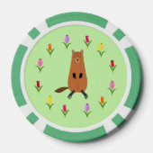 Niedliche Groundhog- und Tulip-Blume Pokerchips (Rückseite)