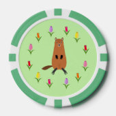 Niedliche Groundhog- und Tulip-Blume Pokerchips (Vorderseite)