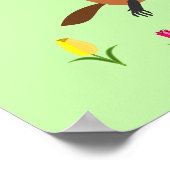 Niedliche Groundhog- und Tulip-Blume Poster (Ecke)