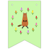 Niedliche Groundhog- und Tulip-Blume Wimpelkette (Erste Fahne)