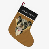 Niedliche Gruben-Stier-Hundewatercolor-Kunst Großer Weihnachtsstrumpf (Vorderansicht (hängend))