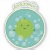 Niedliche grün Limone Blasen Cartoon Abbildung Aufkleber (Vorderseite)