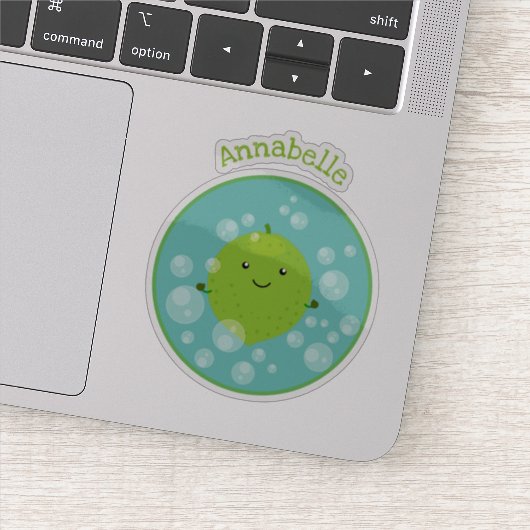 Niedliche grün Limone Blasen Cartoon Abbildung Aufkleber (Detail)