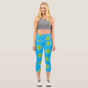 Niedliche grün Limone Blasen Cartoon Abbildung Capri Leggings