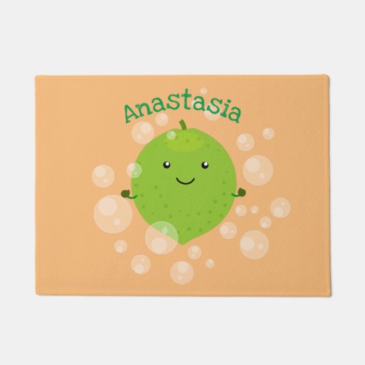 Niedliche grün Limone Blasen Cartoon Abbildung Fußmatte (Vorderseite)