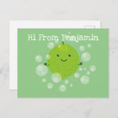 Niedliche grün Limone Blasen Cartoon Abbildung Postkarte (Vorne/Hinten)