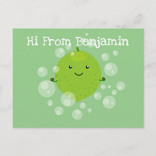 Niedliche grün Limone Blasen Cartoon Abbildung Postkarte (Vorderseite)