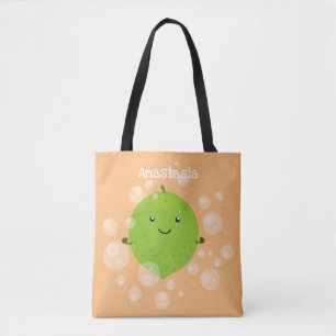 Niedliche grün Limone Blasen Cartoon Abbildung Tasche