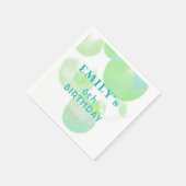 Niedliche Grün- und Blaublasen-Geburtstagsparty Serviette (Ecke)