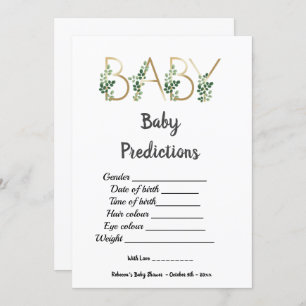 Niedliche Grünanlage Slogan Baby Shower Prediction Einladung