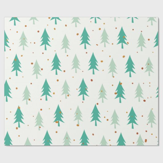 Niedliche Grünbäume Geschenkpapier (Flach)