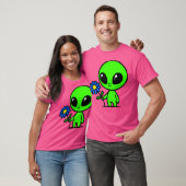 Niedliche grüne Alien und Blume T-Shirt (Unisex)